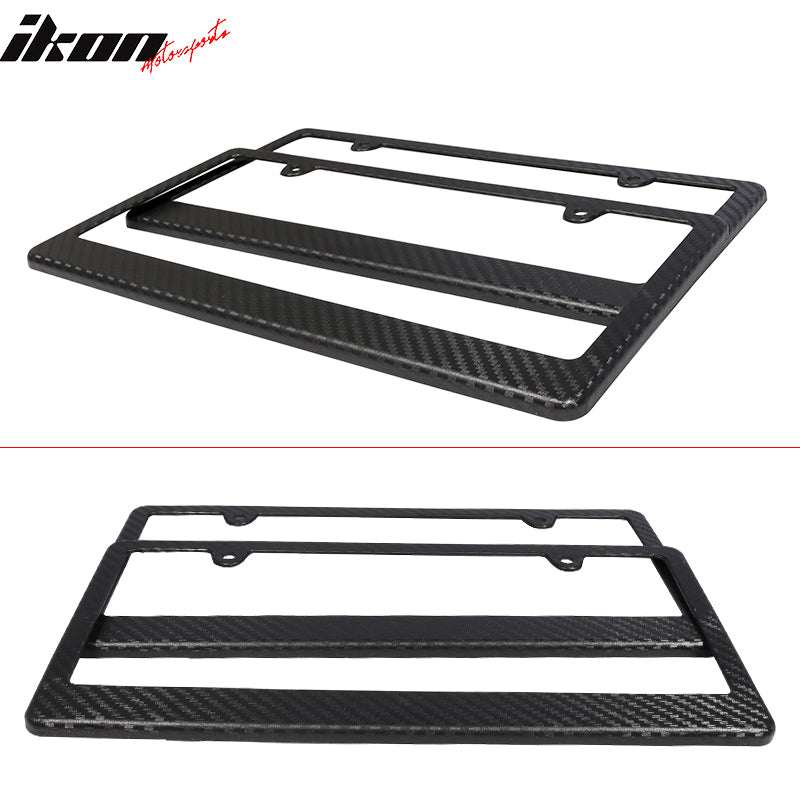 Universal 2PCS License Plate Frame Holder Bracket PP Carbon Texture