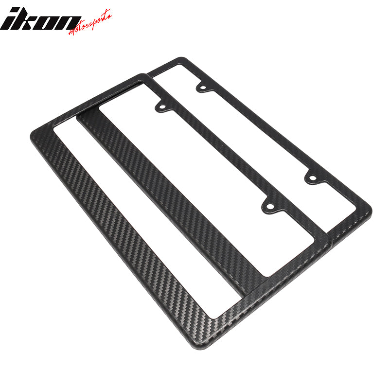 Universal 2PCS License Plate Frame Holder Bracket PP Carbon Texture