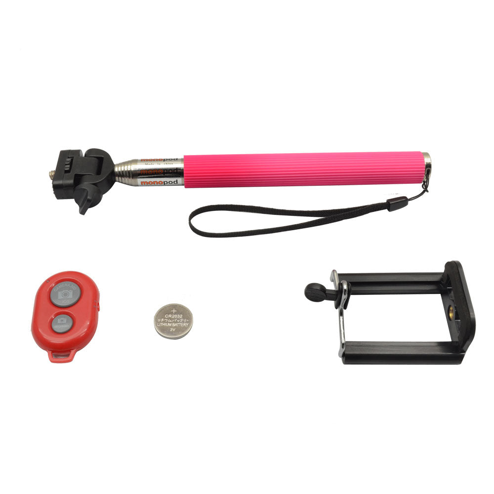 Red Remote Bluetooth Selfie Stick Tripod Holder