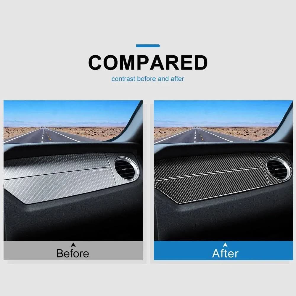 6 PCS Kit Full Dashboard Trim Carbon Fiber Interior Overlay For Mustang 2010-2014