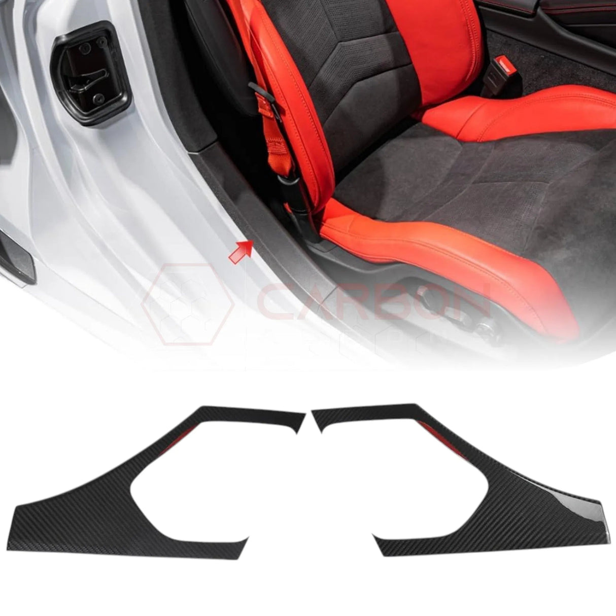 C8 Corvette Real Carbon Fiber Rear Door Sill Panel Covers