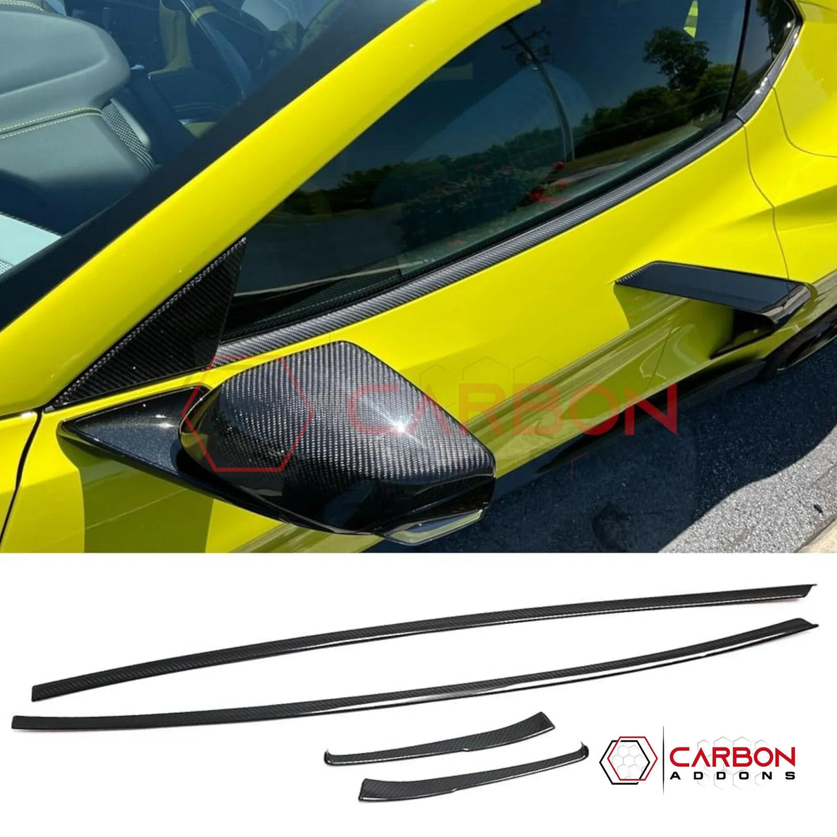 Carbon Fiber Side Window Sill Trim for Corvette C8 Stingray, Z51, Z06 (2020–2026) – Coupe or Convertible