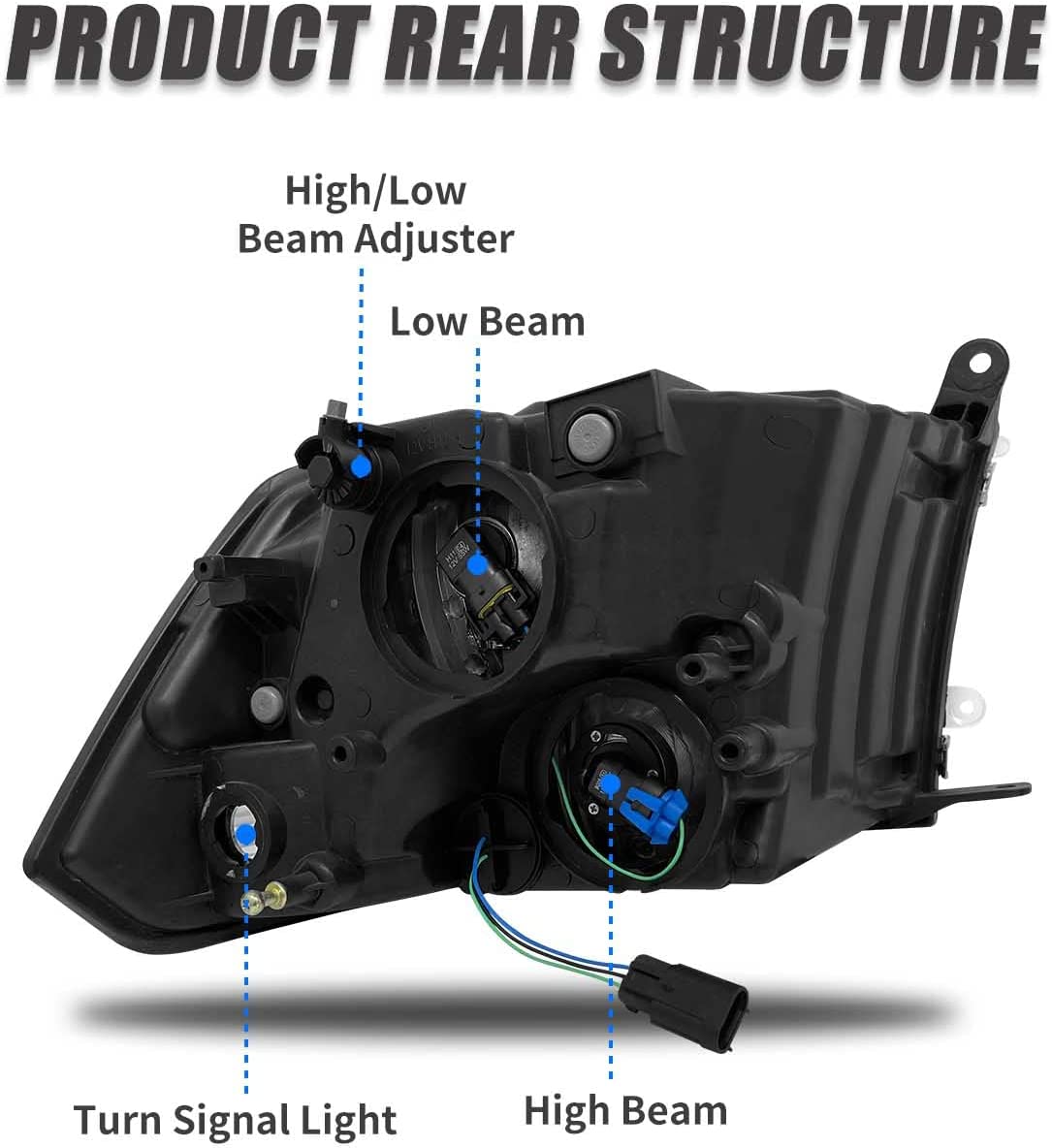 2009-2018 Dodge Ram Headlight Assembly Compatible with Ram 1500 / Ram 2500 3500 / 2010-2018 / Ram 2500 3500 / 2019-2021 Ram 1500 Classic, Chrome Housing Amber Reflector Replacement