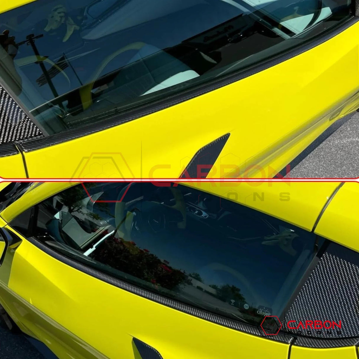 Carbon Fiber Side Window Sill Trim for Corvette C8 Stingray, Z51, Z06 (2020–2025) – Coupe or Convertible