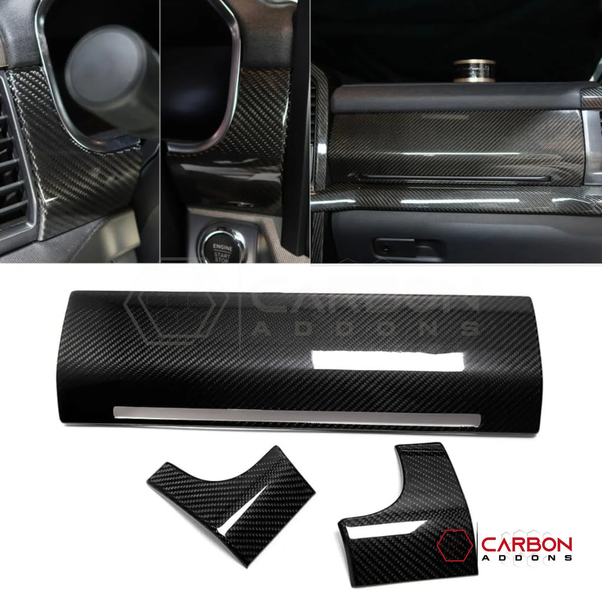 F150 2021-Present Dashboard and Glove Box Hard Carbon Fiber Cover