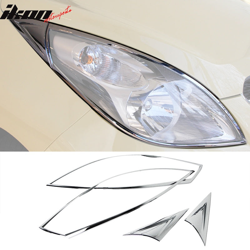 2013-2015 Chevrolet Spark Front Headlight Bezels Cover Trim Chrome ABS