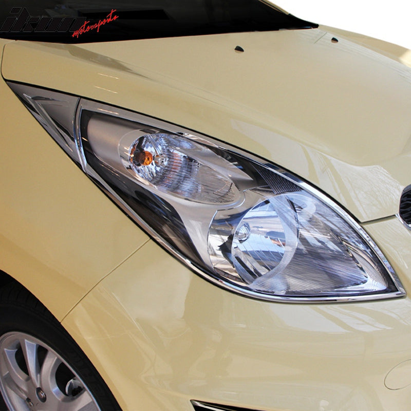 2013-2015 Chevrolet Spark Front Headlight Bezels Cover Trim Chrome ABS
