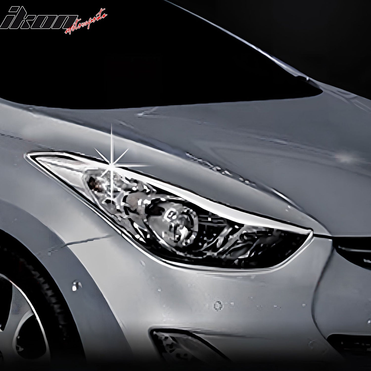 2011-2016 Hyundai Elantra 4Dr Headlight Bezels Cover Trim Chrome ABS