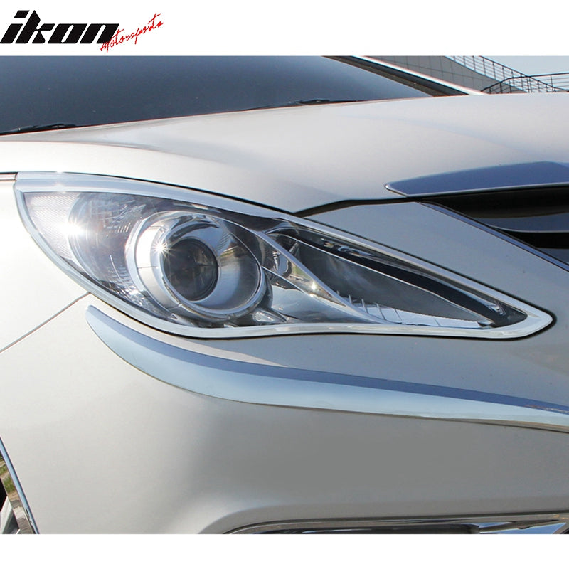 2011-2013 Hyundai Sonata Headlight Bezels Cover Trims Chrome ABS Pair