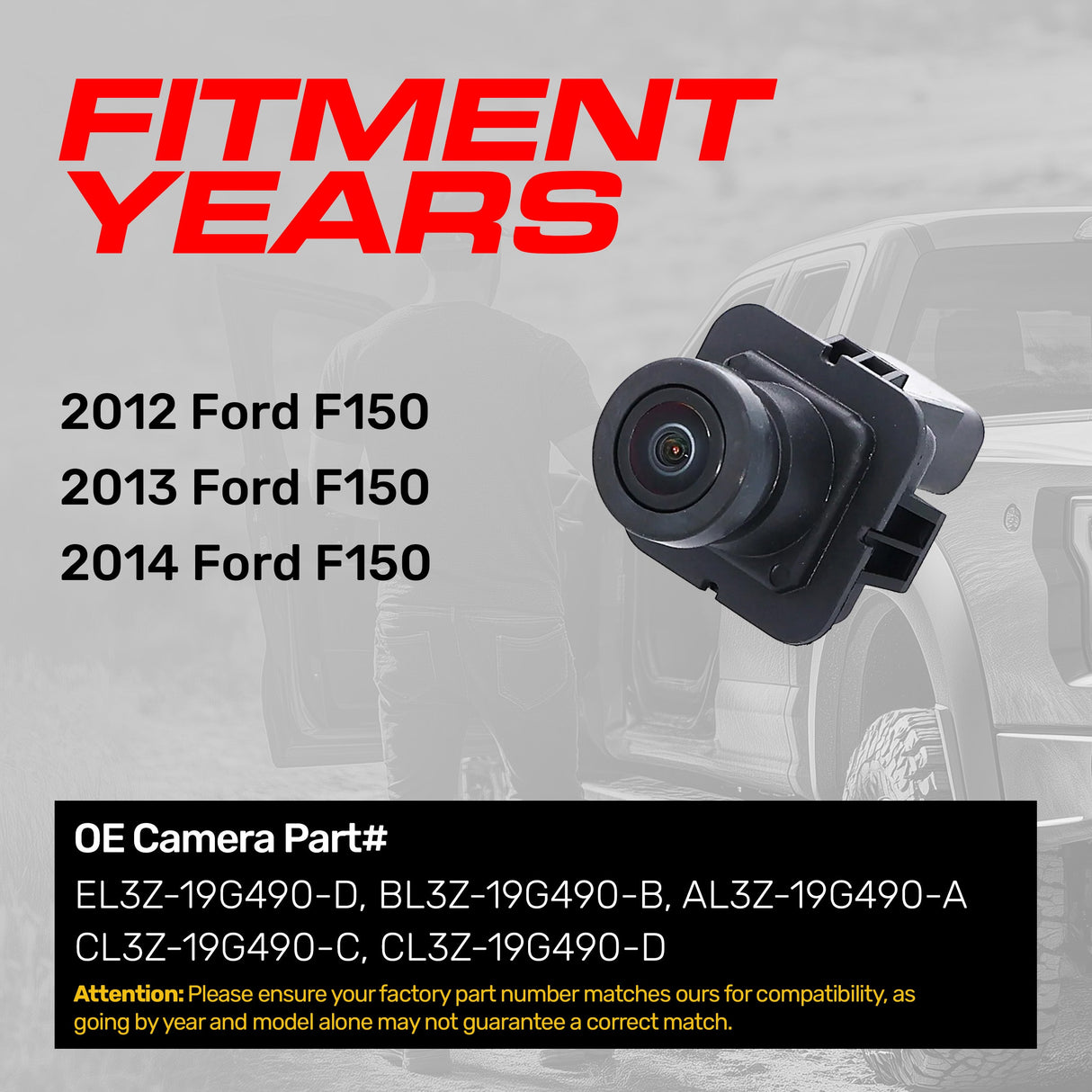 Ford F150 (2012-2014) OEM Replacement Backup Camera OE Part # EL3Z-19G490-D, BL3Z-19G490-B, AL3Z-19G490-A, CL3Z-19G490-C, CL3Z-19G490-D