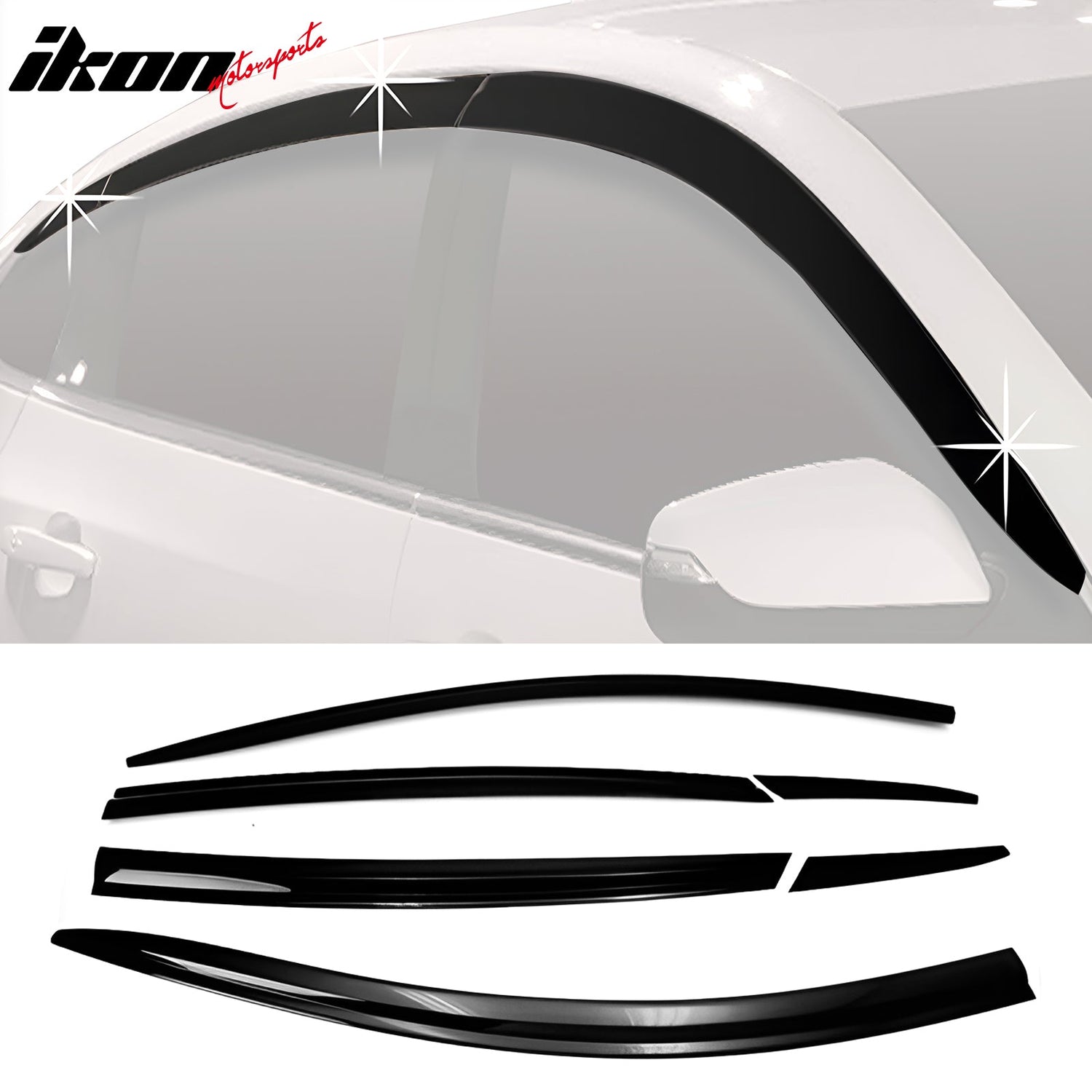 2016-2022 Chevrolet Malibu Dark Smoke ABS Window Visors Tape On 6PCS