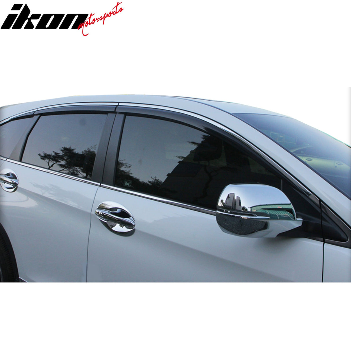2012-2016 Honda CR-V Window Visor ABS Black Chrome Trim Rain Guard 6PC