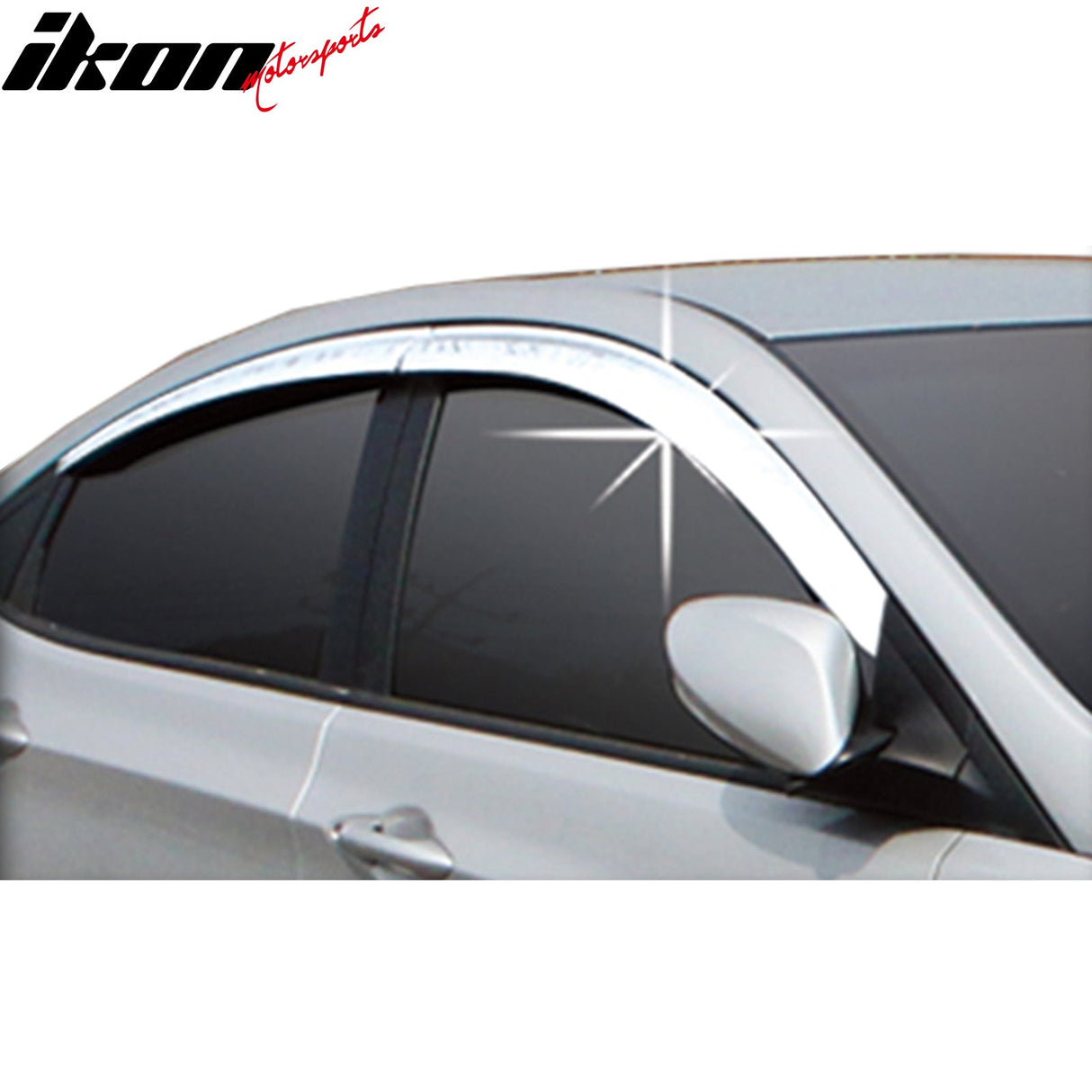 2012-2017 Hyundai Accent Sedan Chrome ABS Window Visors Tape On 4PCS