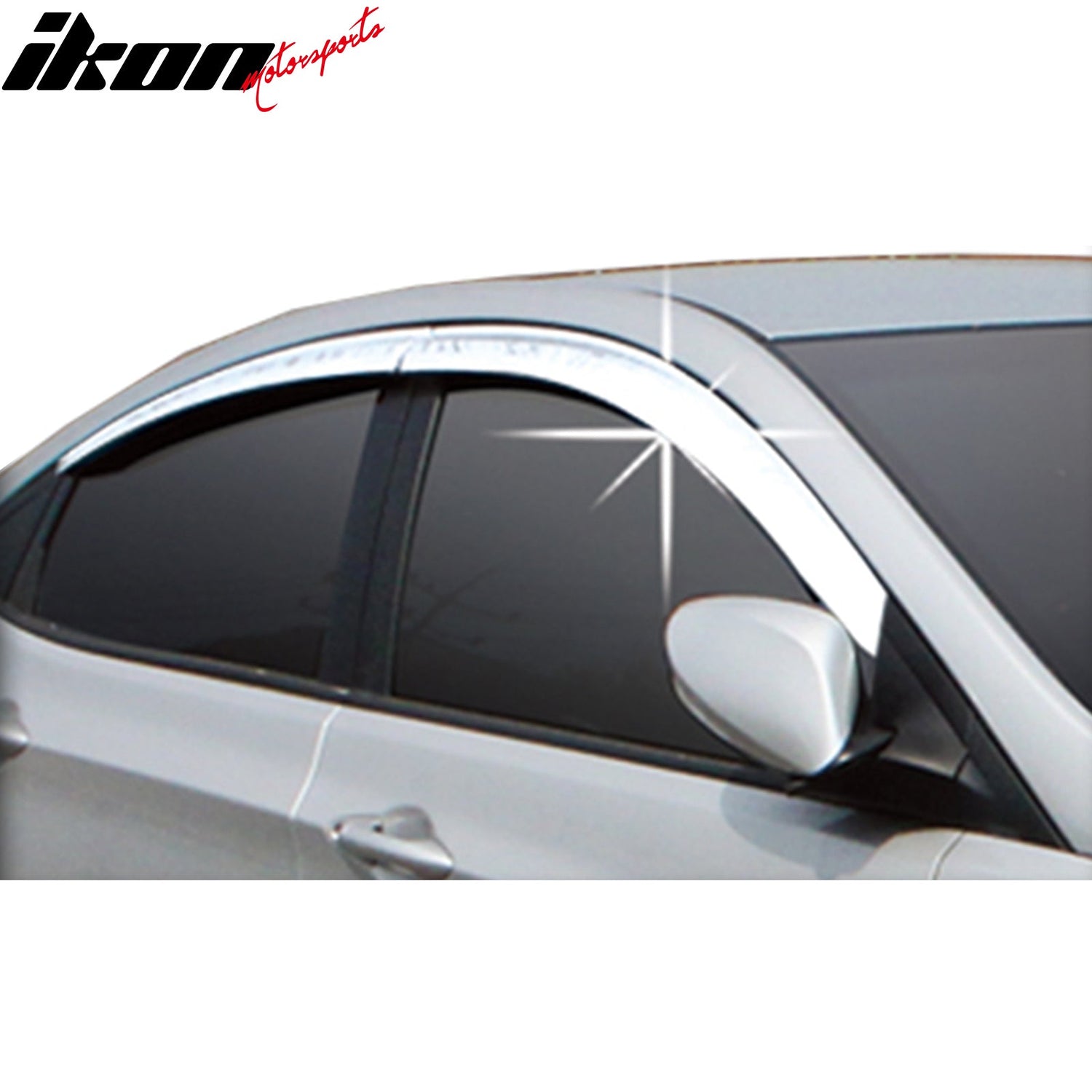 2012-2017 Hyundai Accent Sedan Chrome ABS Window Visors Tape On 4PCS