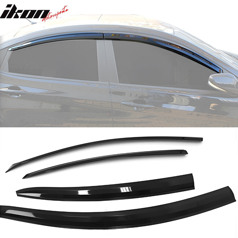 2012-2017 Hyundai Accent Dark Smoke Window Visors Rain Sun Guard ABS