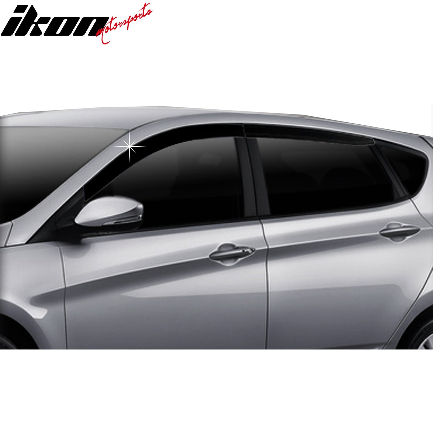 2012-2017 Hyundai Accent 5Dr Dark Smoke ABS Window Visors Tape On 4PCS