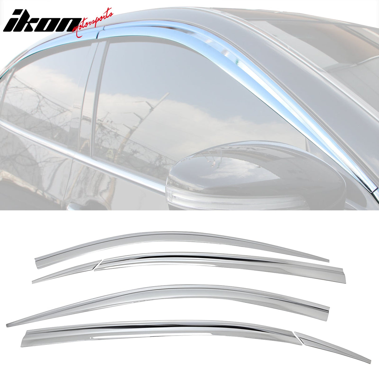 2011-2016 Hyundai Equus Chrome ABS Window Visors Tape On Deflector 6PC