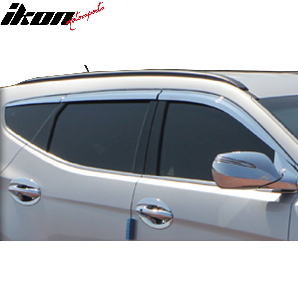 2014-2016 Hyundai Santa Fe Sport Window Visor ABS Chrome Sun Guard 6PC