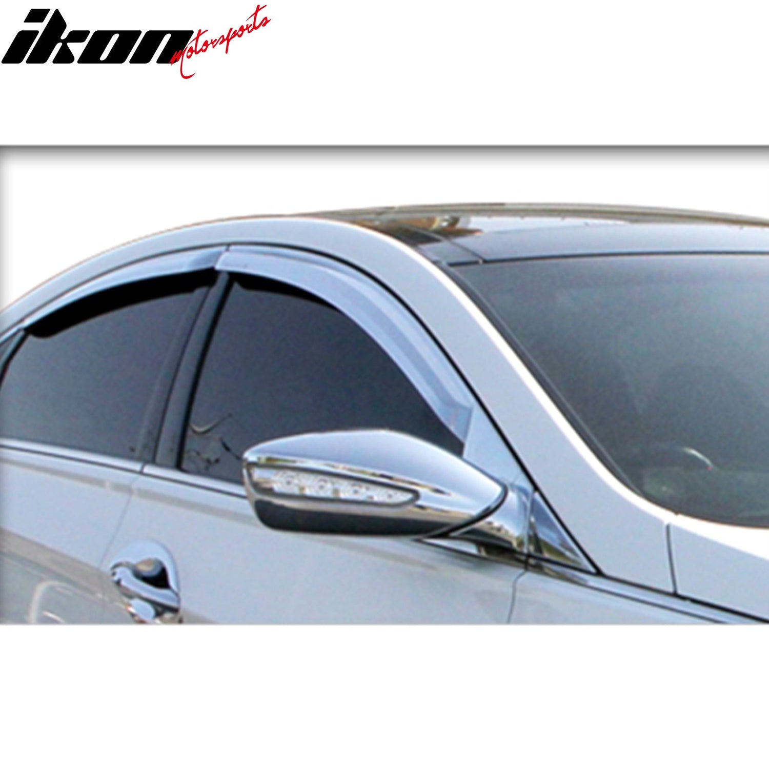 2011-2014 Hyundai Sonata Tape-On Chrome 4PCS Window Visors Guards ABS