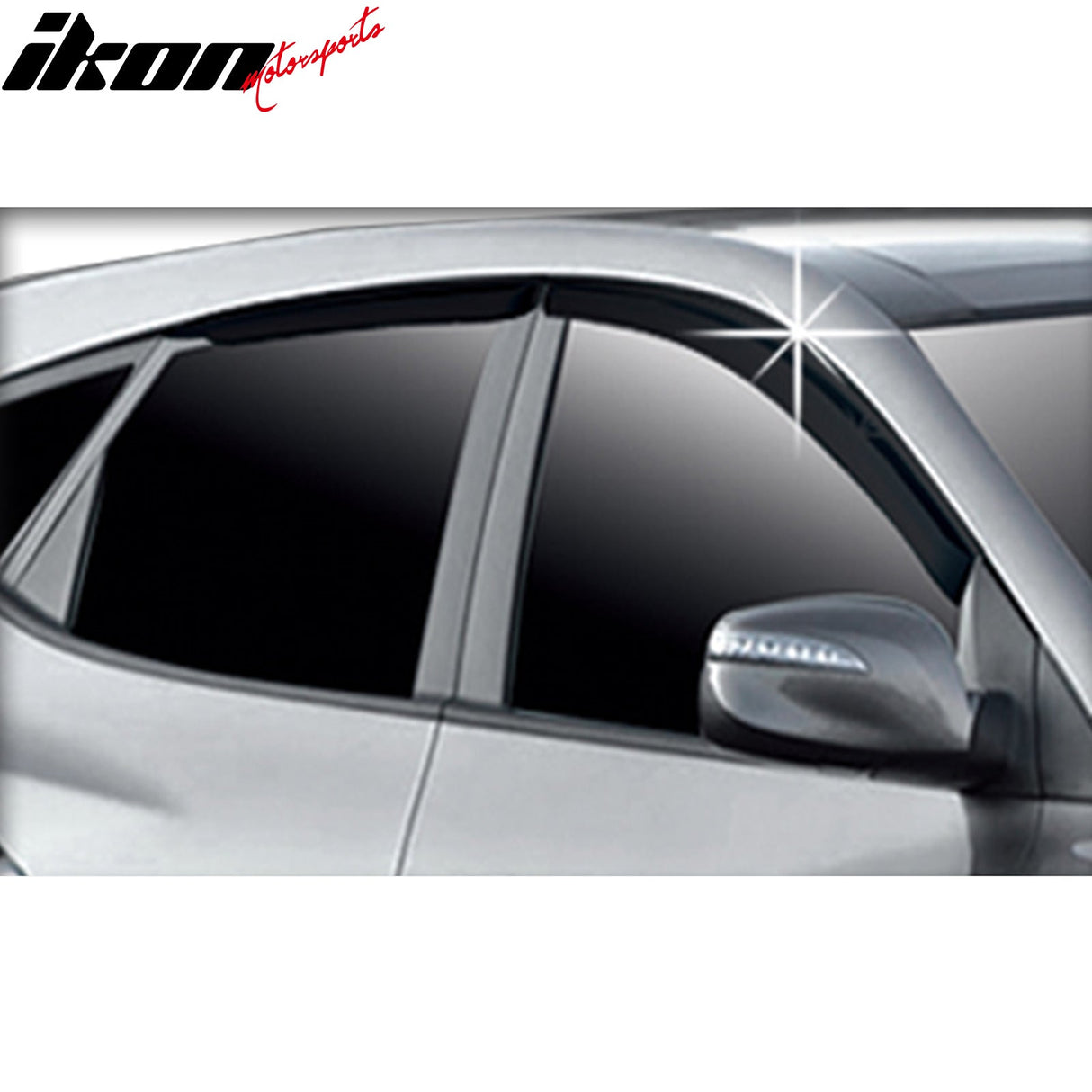2010-2015 Hyundai Tucson Tape-On Dark Smoke 4PCS Window Visors ABS