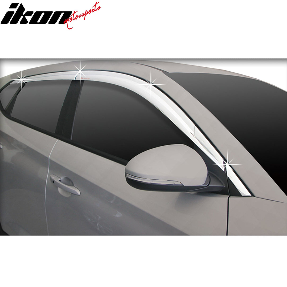 2016-2021 Hyundai Tucson Chrome Window Visors Tape On Deflectors 8PCS