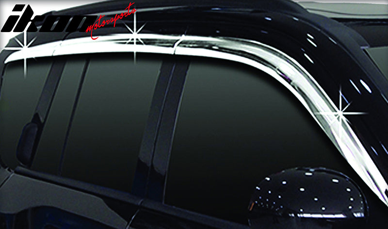 2007-2017 Jeep Compass Window Visor ABS Chrome Sun Rain Guard 6PC Vent