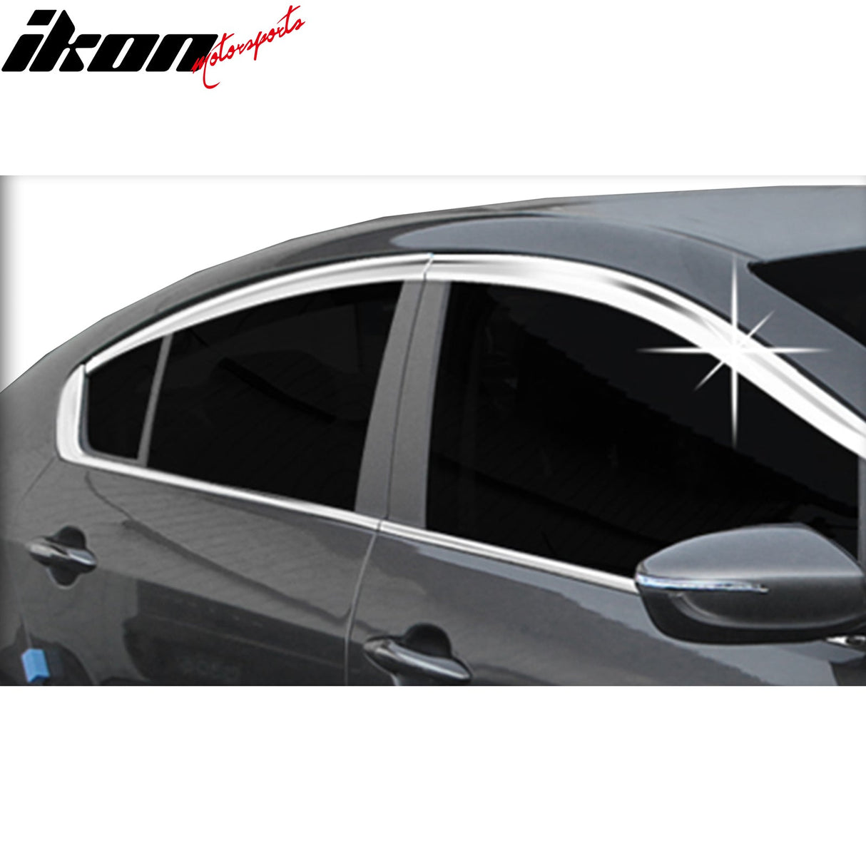 2014-2018 Kia Forte 4DR Window Visor ABS Chrome Sun Rain Guard 4PC