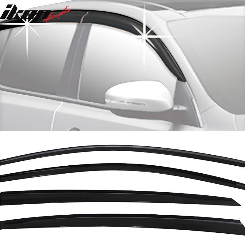 2011-2015 Kia Optima Dark Smoke Window Visors Rain Sun Guard ABS 4PCS