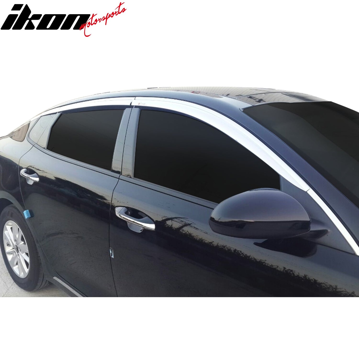 2016-2020 Kia Optima Tape-On Chrome 6PCS Window Visors Vent Guards ABS