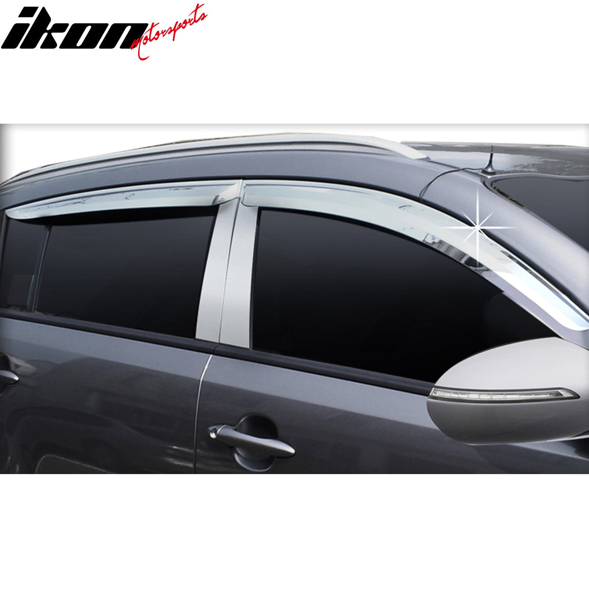 2011-2016 Kia Sportage Window Visor ABS Chrome Sun Rain Guard 4PC Vent