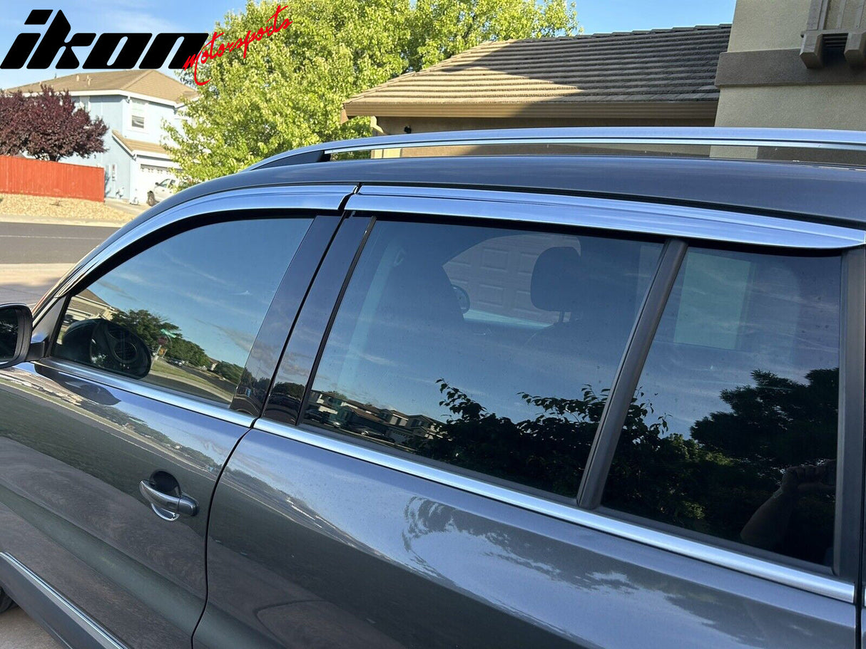 2009-2017 Volkswagen Tiguan Chrome Window Visors Rain Sun Guard ABS