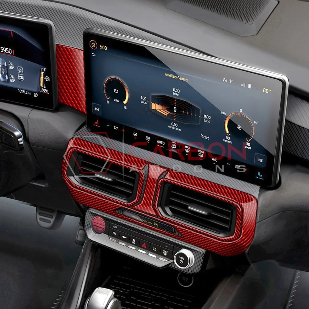 2024+ S650 Mustang Real Carbon Fiber Dash Center AC Vents Trim Overlays