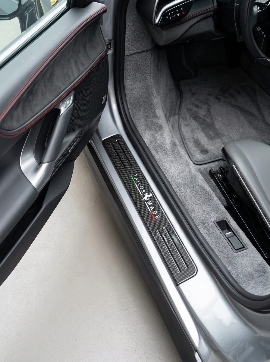 2019+ Ferrari SF90 Stradale OEM Style Door Sill Trims - Dry Carbon Fiber