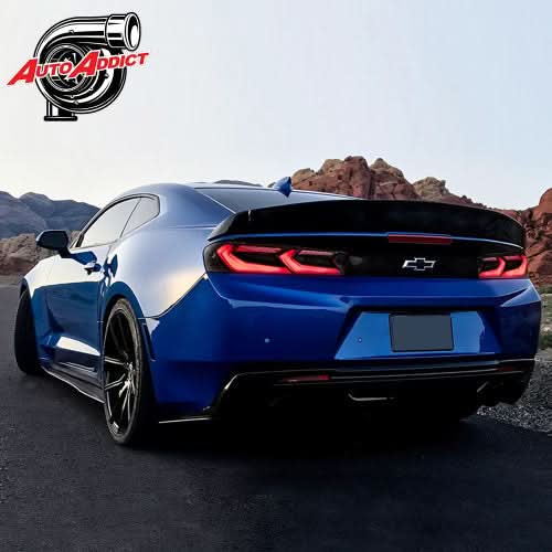 2016-2018 CHEVY CAMARO VELOX LED TAILLIGHTS GLOSS BLACK/RED LENS
