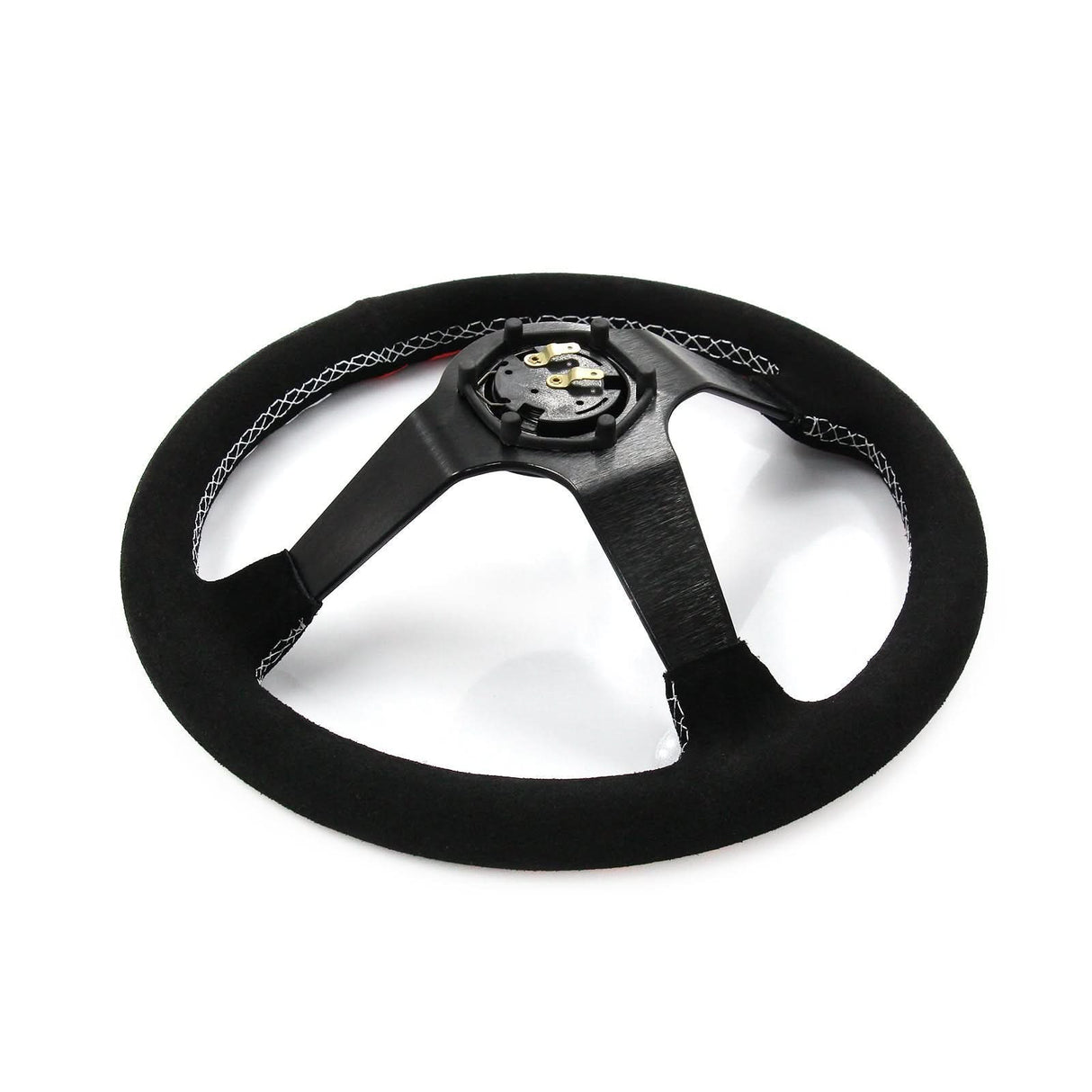 Have Faith Infiniti G35 G37 Suede 3"Deep Dish Steering Wheel + Quick Release Short Hub Adapter