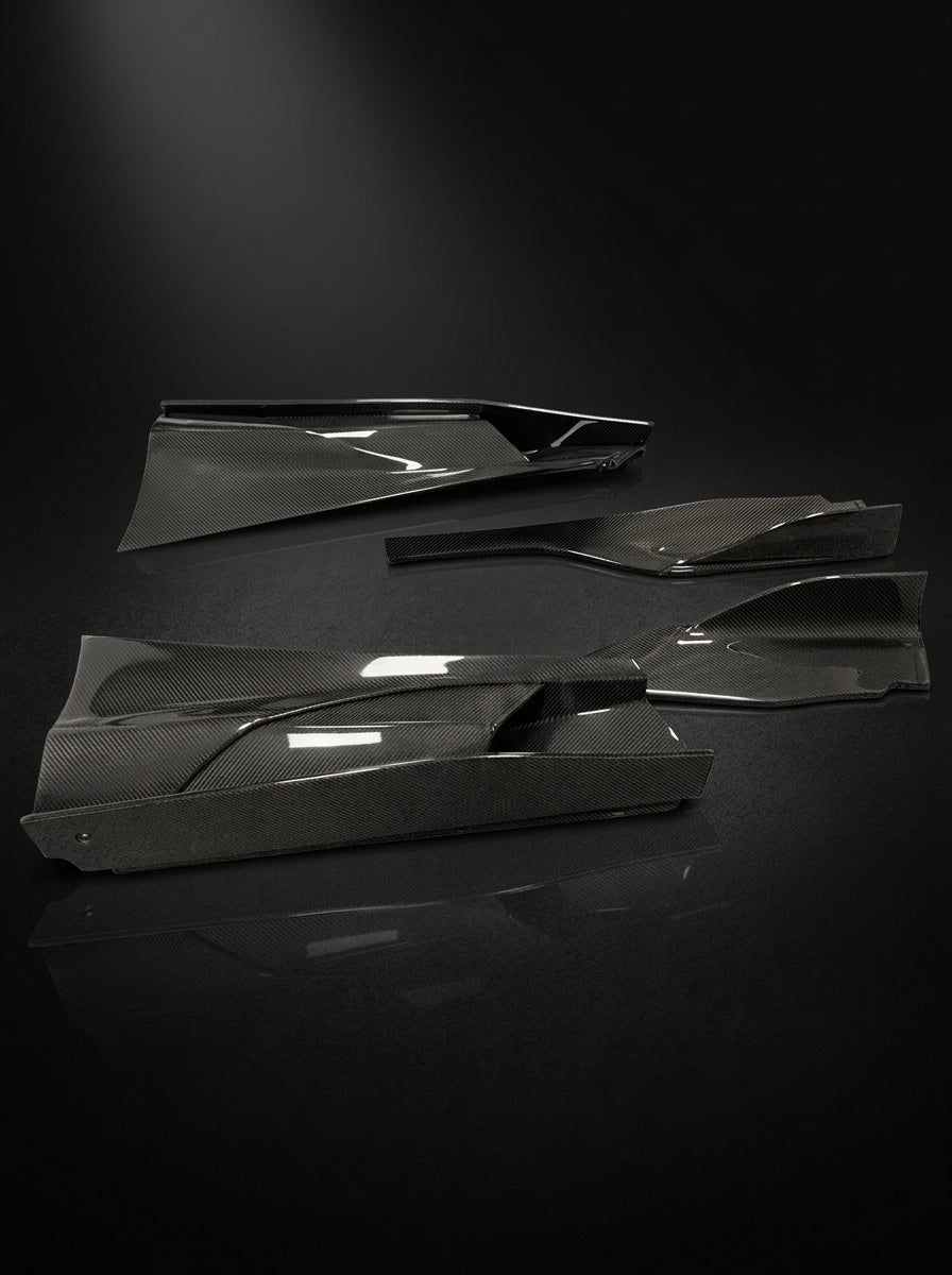 McLaren 720S Spider 765LT Style Dry Carbon Fiber Side Skirts Polished Finish 2017 - 2019 Pair
