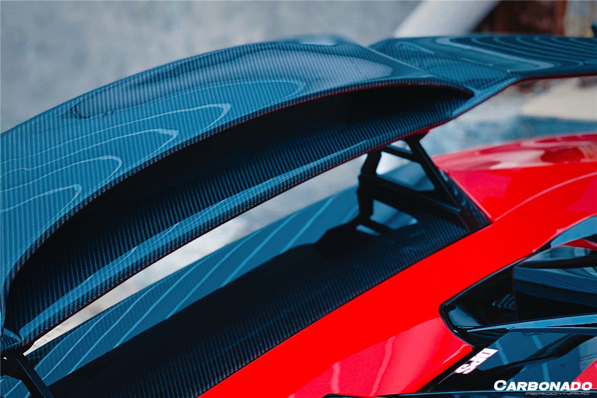 2015-2025 Lamborghini Huracan LP610 LP580 Evo Tecnica MD Style Carbon Fiber Trunk Spoiler with Base