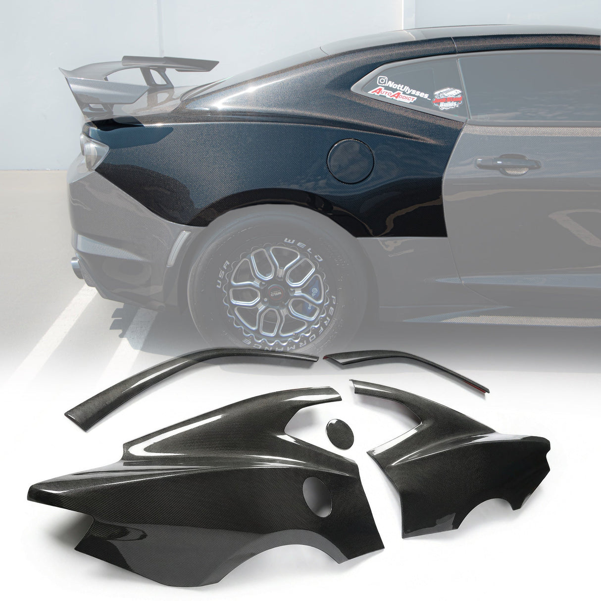 2016-2025 Camaro RS/SS/ZL1 Carbon Fiber A Pillars w/ Quarter Panel 5pc Skin Blueprint