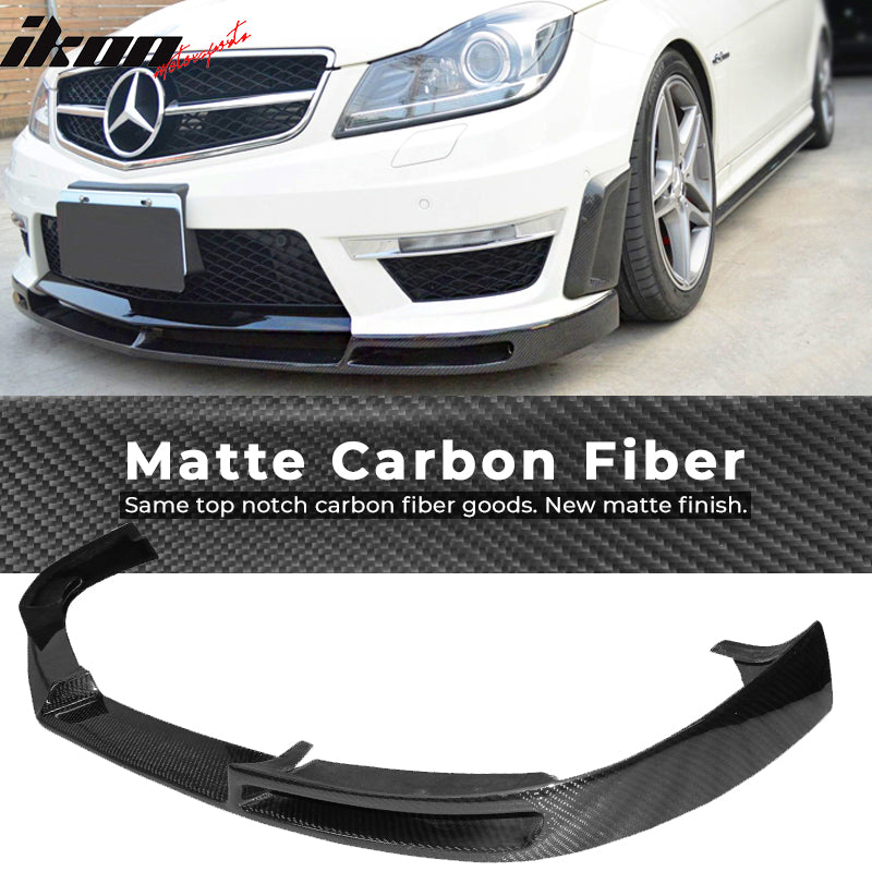 2012-2014 Benz W204 C63 AMG V Style Front Bumper Lip Carbon Fiber CF