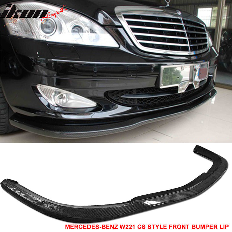 2007-2013 Benz W221 S-Class CS Style Front Bumper Lip Carbon Fiber