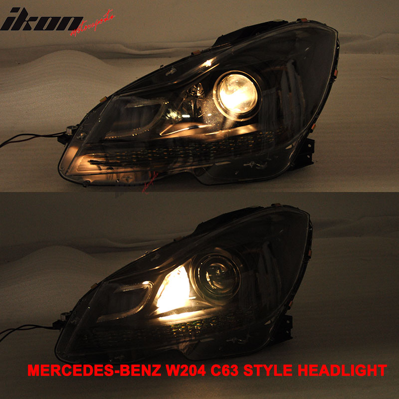 Fits 12-14 W204 C-Class Black Series CF Hood + Projector DRL Headlight