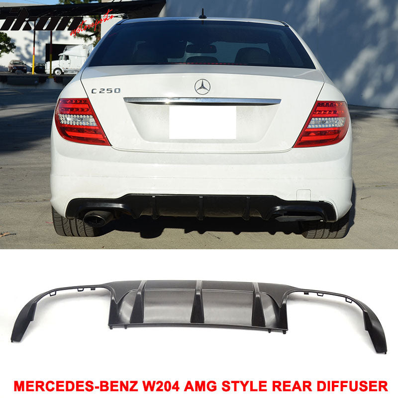 Fits 12-14 Benz W204 C-Class CF Rear Diffuser + C63 Exhaust Tips