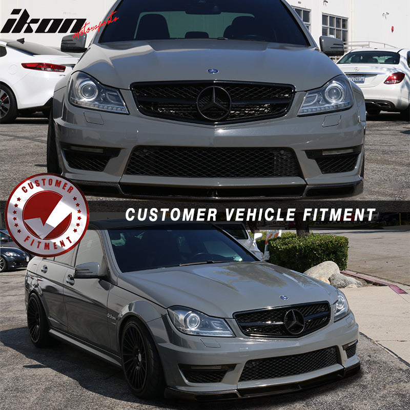 2012-2014 Benz W204 C63 AMG V Style Front Bumper Lip Carbon Fiber CF
