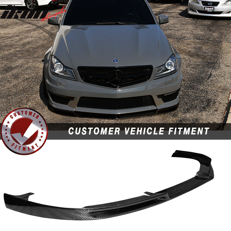 2012-2014 Benz W204 C63 AMG V Style Front Bumper Lip Carbon Fiber CF