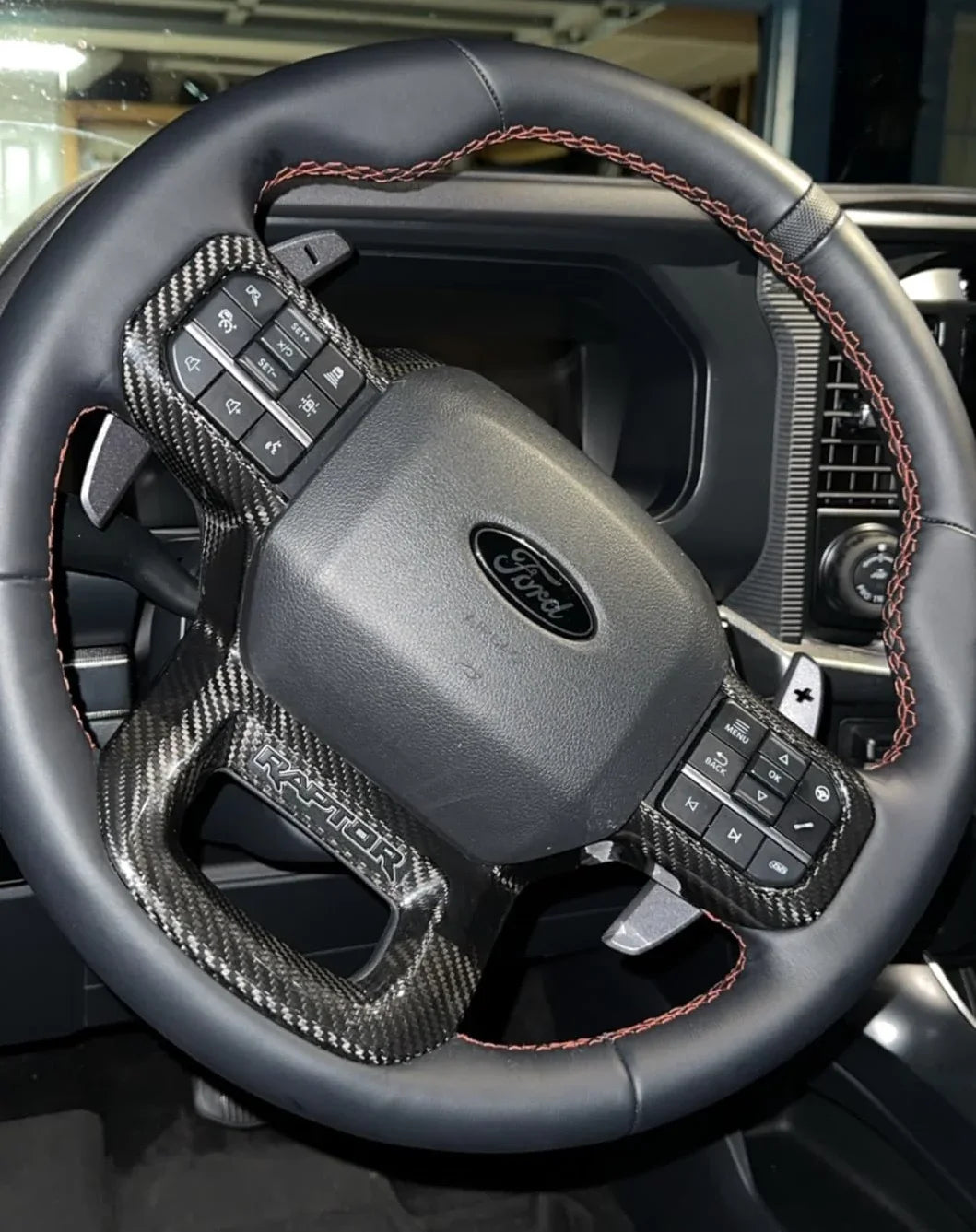 F150 2021-Up Steering Wheel Trim Hard Carbon Fiber Cover