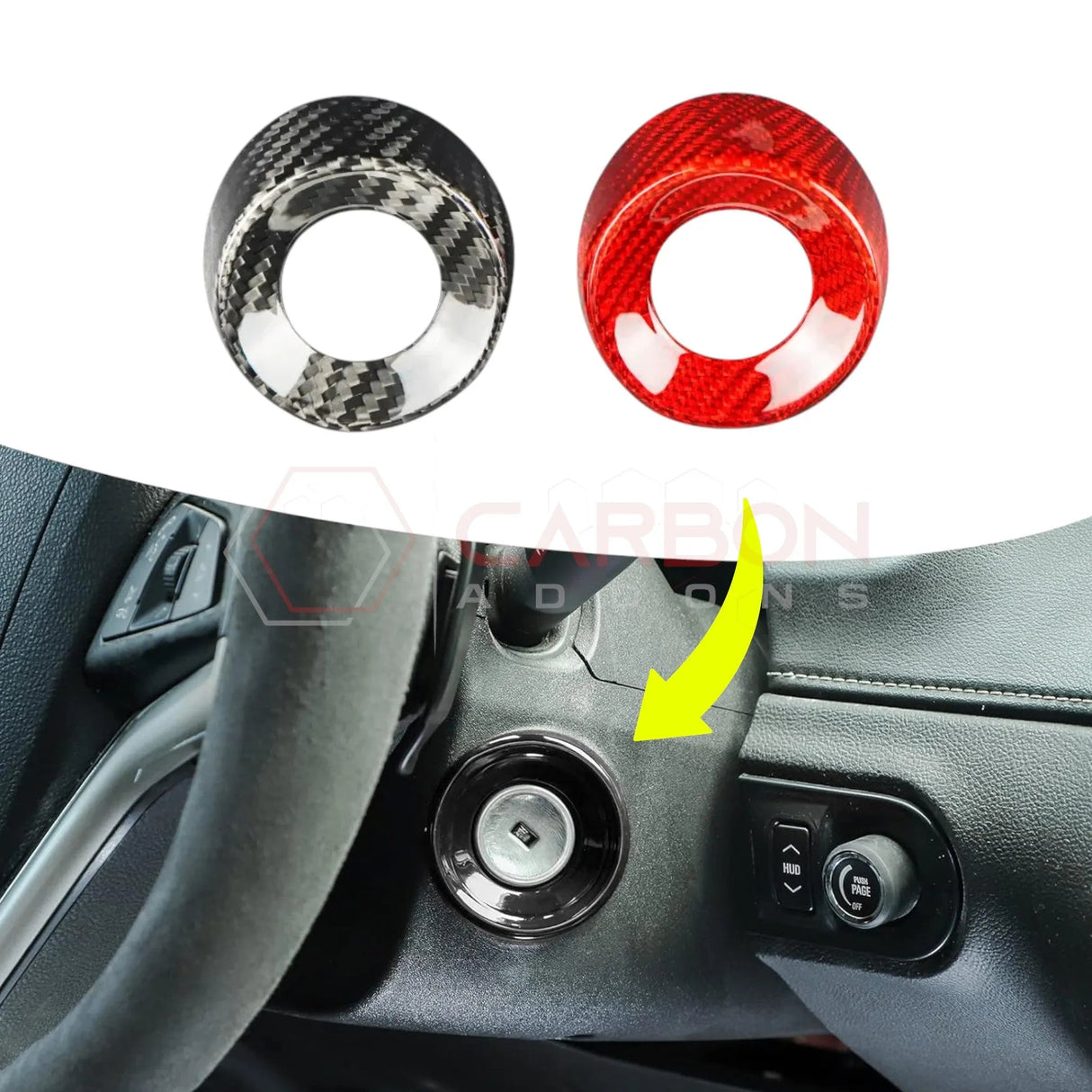 Camaro 2010-2015 Real Carbon Fiber Ignition Keyhole Ring Trim Cover