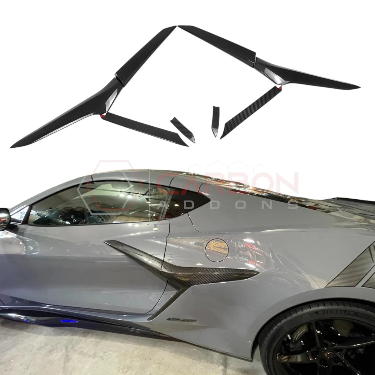 C8 Corvette Z06/ERay Carbon Fiber Side Scoop Boomerang Trim Covers