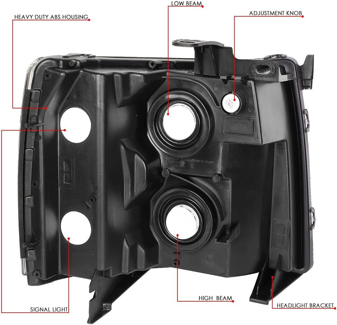 Dna Motoring Hlohcsil07chcl1 Chrome Housing Headlights Compatible With 0713 Silverado 15002500 Hd 3500 1500