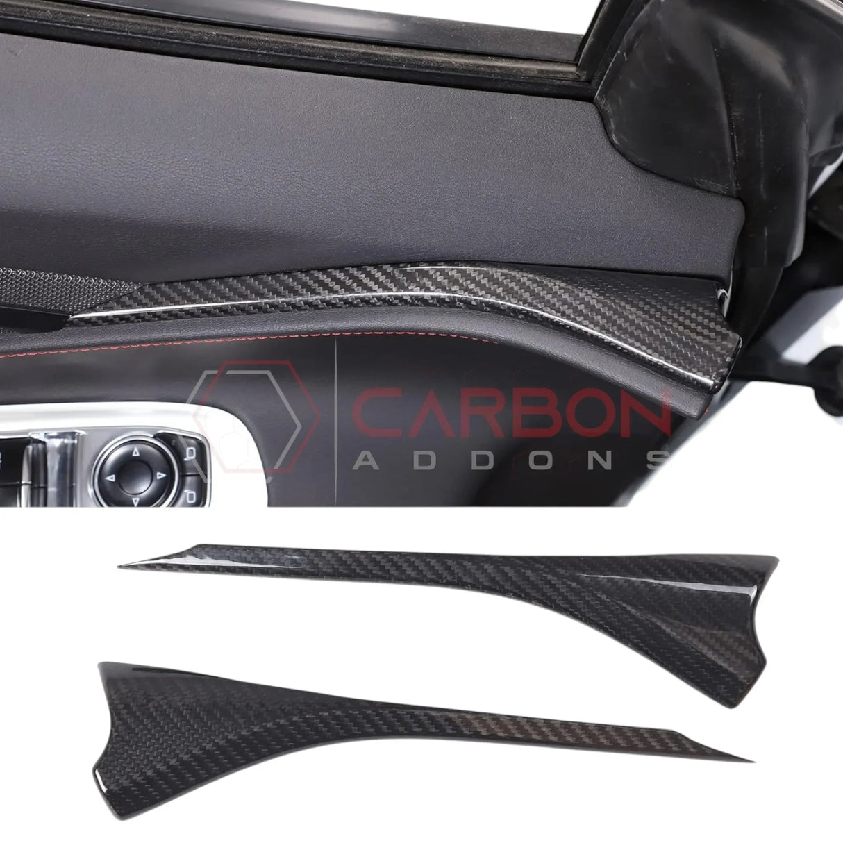 C8 Corvette Real Carbon Fiber Door Panel Upper Trim Covers(2020-2025)
