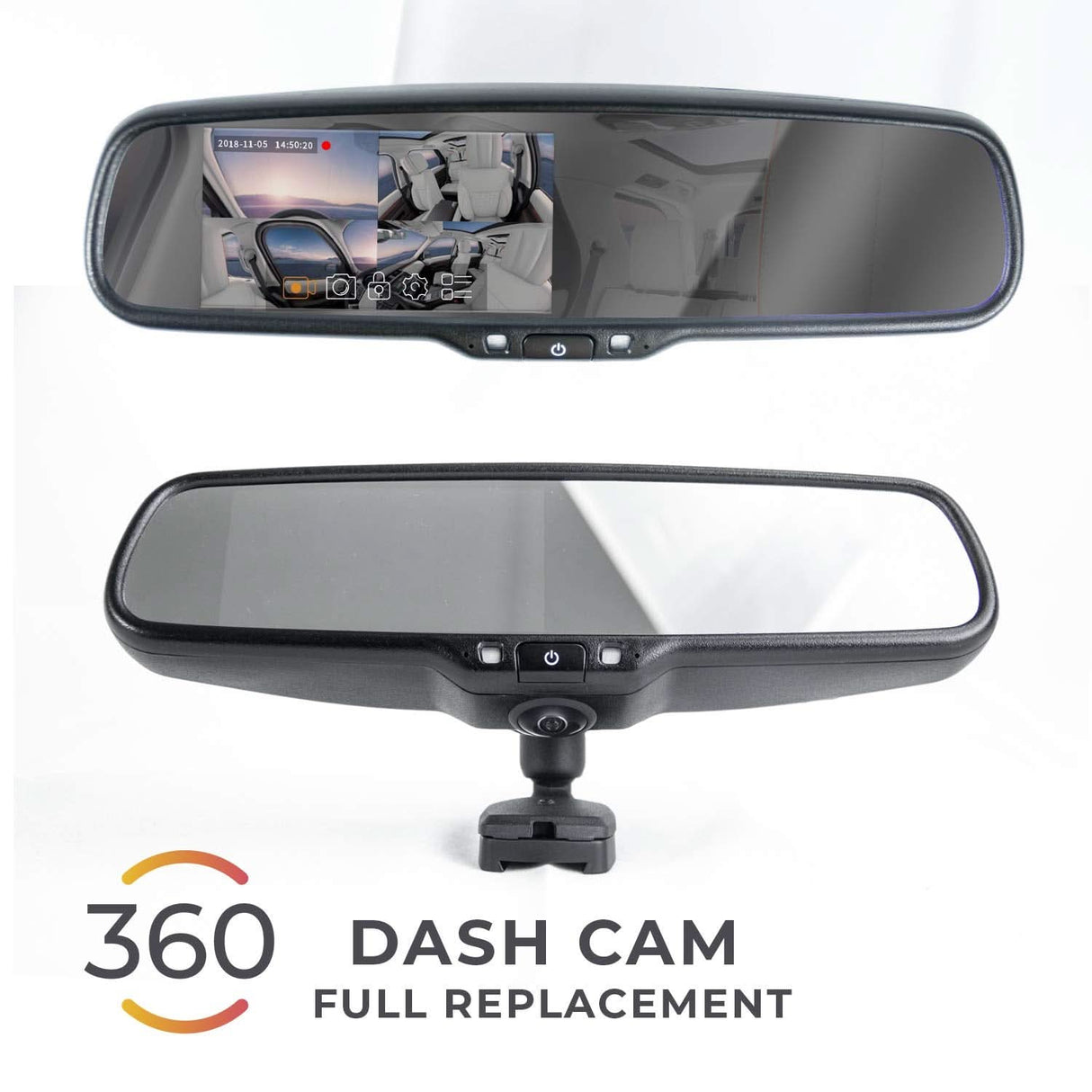 Master Tailgaters Rear View Mirror with Ultra Bright 4.5" Auto Adjusting Brightness LCD + HD 1080p DVR 360° Recorder - Universal Fit